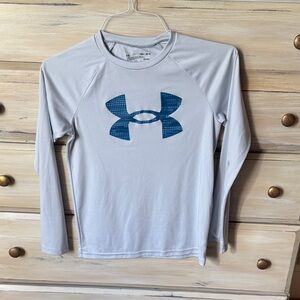 Under Armour Light Gray Long Sleeve with Blue Logo
